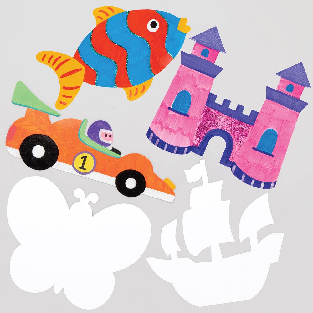 Baker Ross Mixed Card Shapes For Crafts - 30 Plain Cardboard Shapes In 15 Assorted Shapes. Made From Sturdy Card. Size 11-20cm.