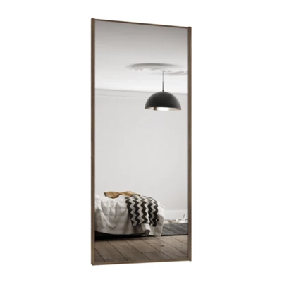Spacepro Sliding Wardrobes Full Length Mirror Carini Walnut Frame Single Panel Mirrored Door, (H) 2220mm X (W) 762mm