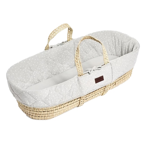 The Little Green Sheep Little Green Sheep Natural Quilted Moses basket & Mattress - Dove Rice