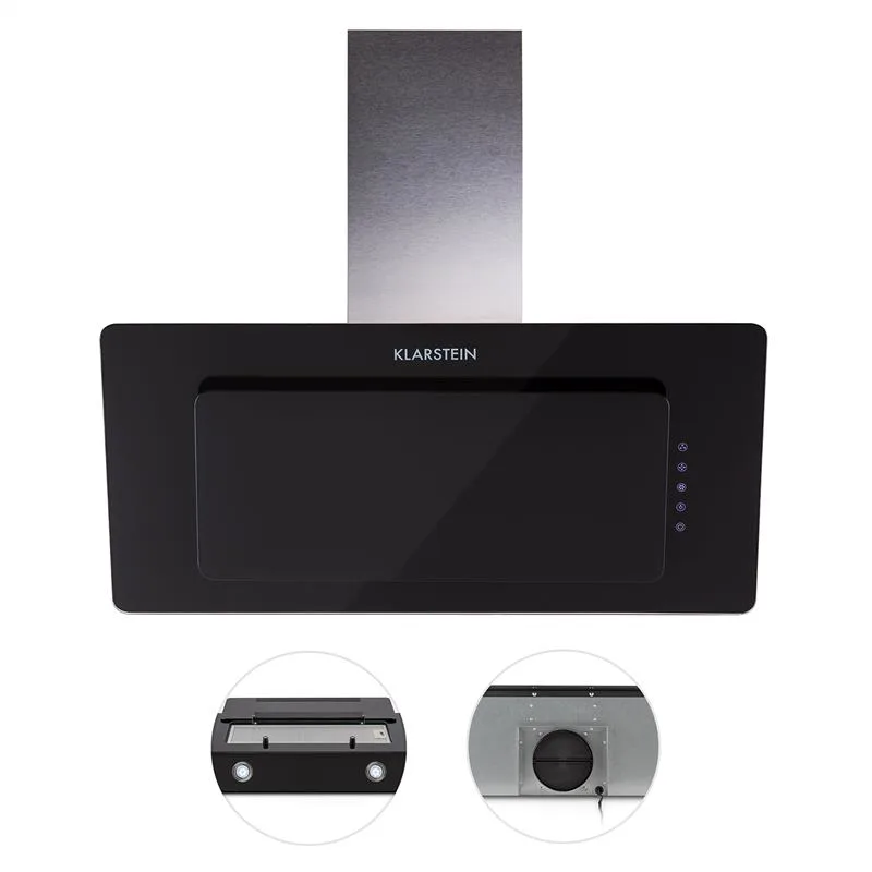 Klarstein Lorea Dunstabzugshaube kopffrei 90cm 280 m³/h Touch Glas schwarz