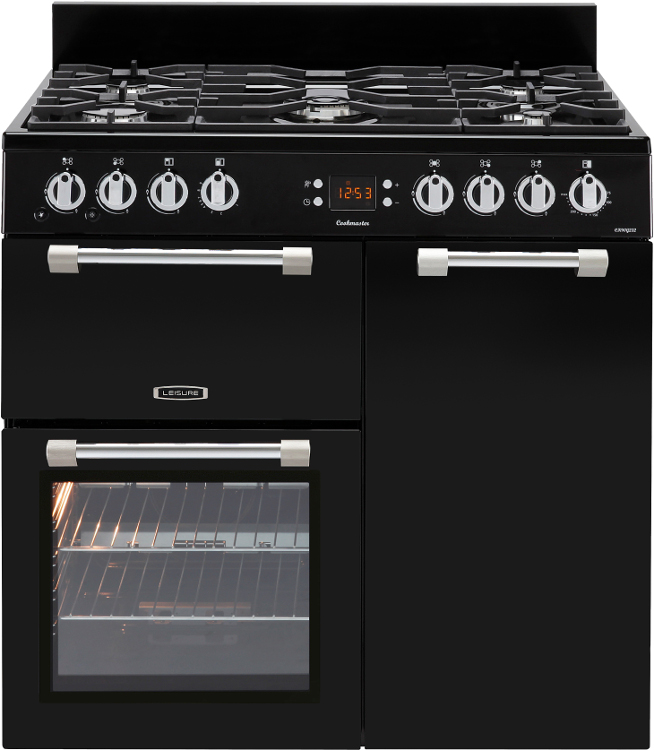 Leisure Cookmaster CK90G232K 90cm Gas Range Cooker with Electric Fan Oven - Black - A+/A Rated