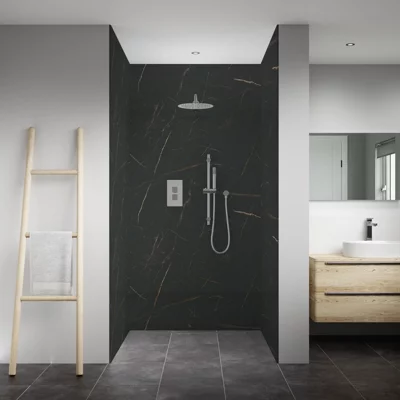 Splashwall Elite Matt Marbre Celeste Marble Effect Composite Tongue & Groove Bathroom & Wet Room Decorative Panel (H)2420mm (W)600mm