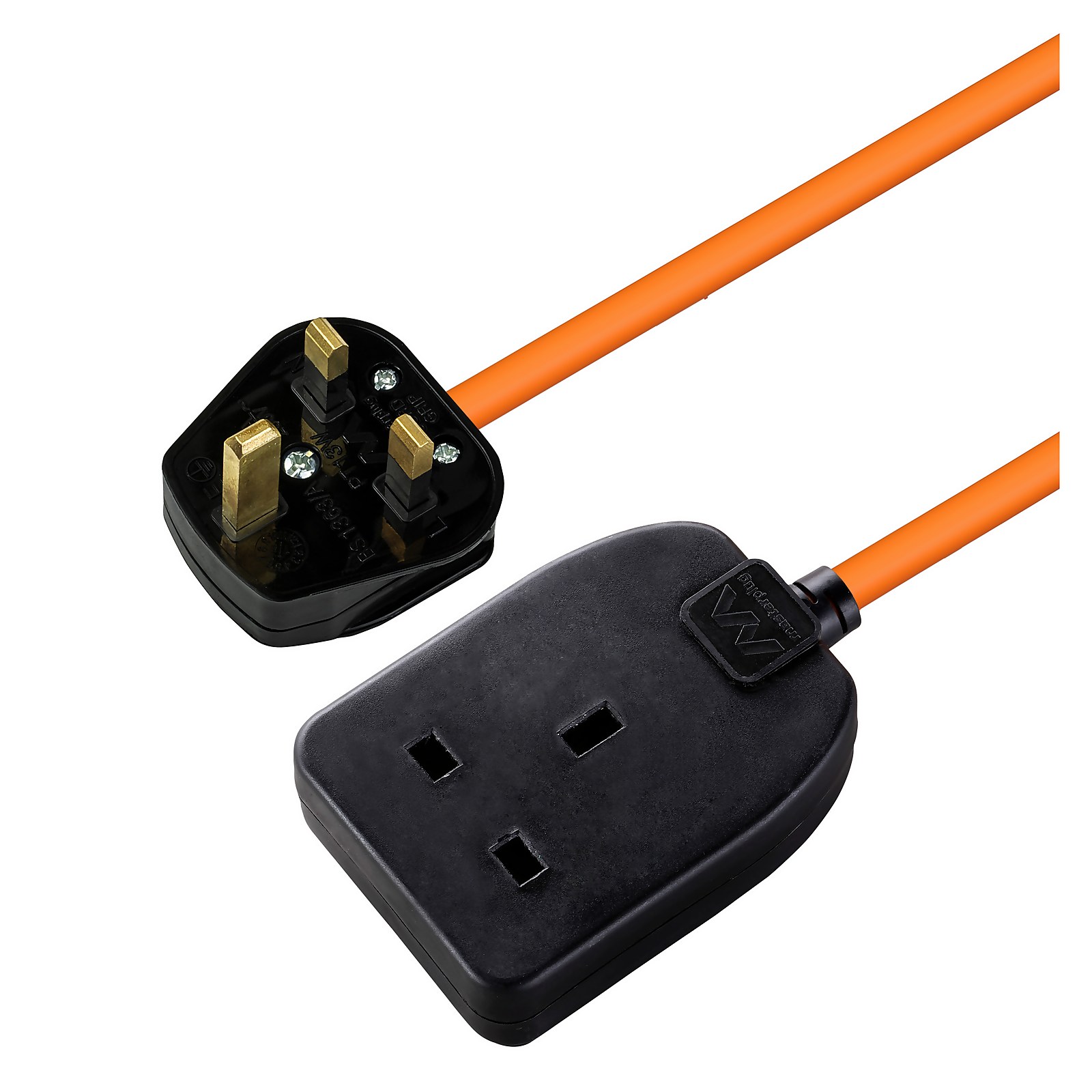 Masterplug 1 Socket Heavy Duty Extension Lead 10m Orange/Black