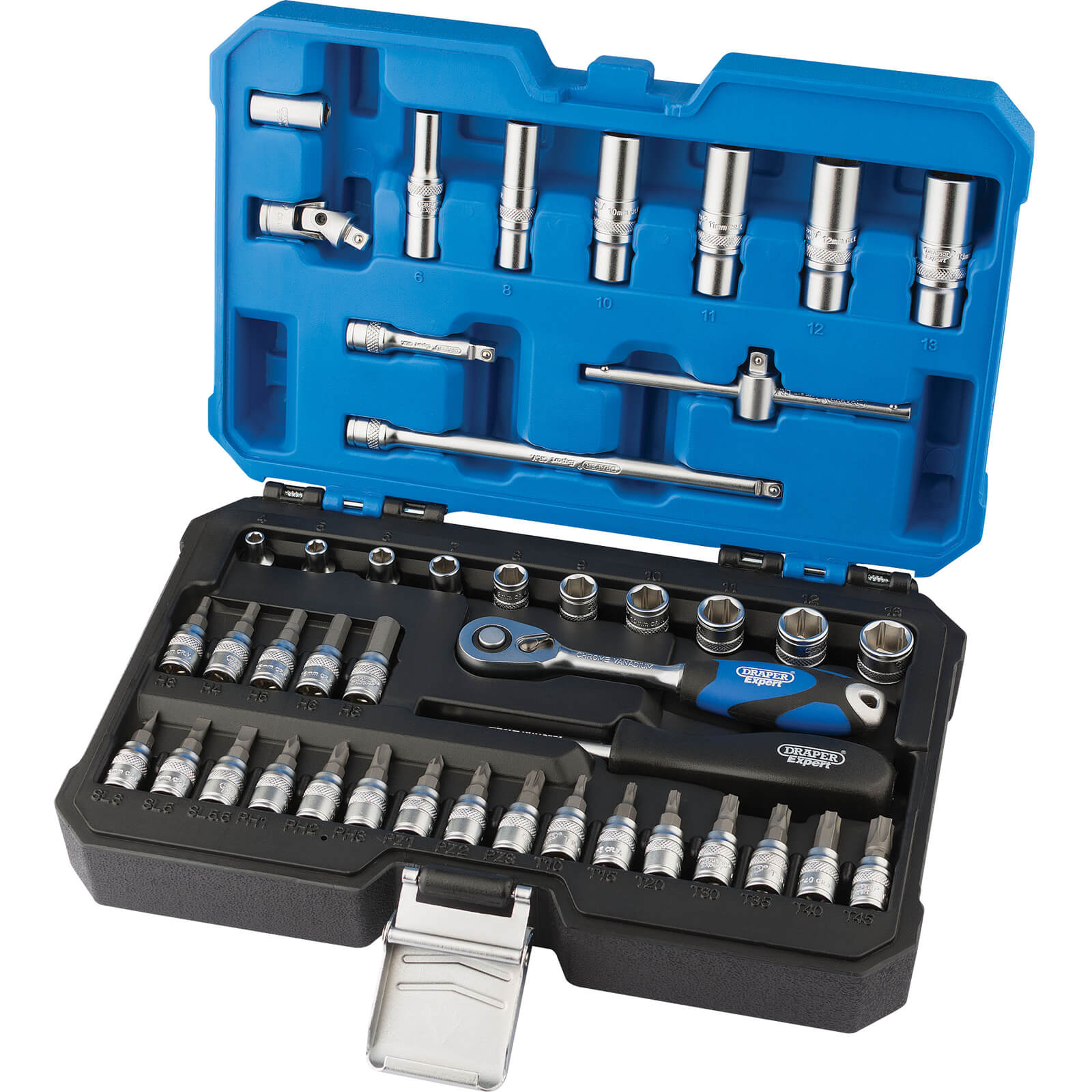DRAPER Metric 1/4” Sockets & Ratchet Set (44 pieces)