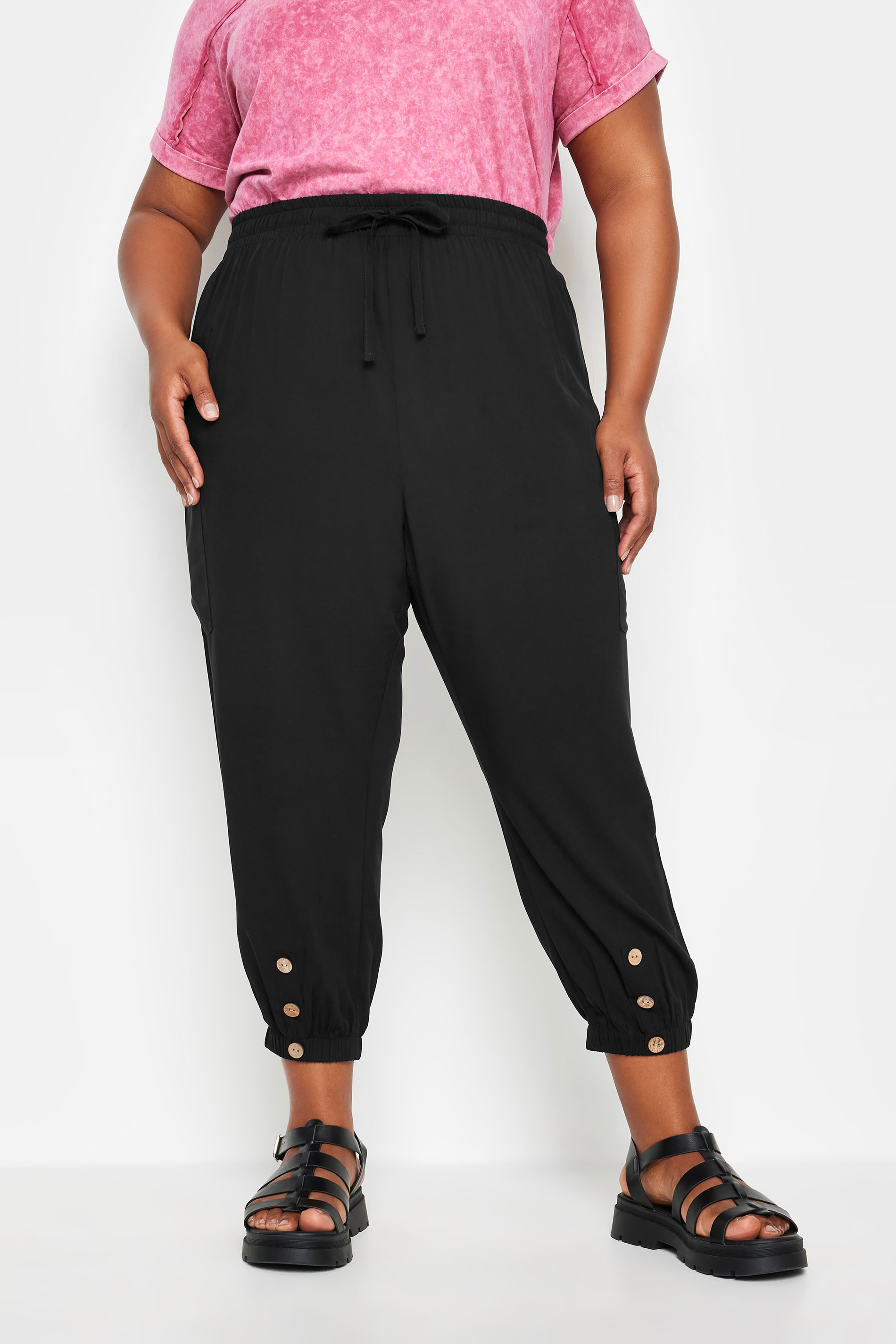 Button Front Cropped Trousers