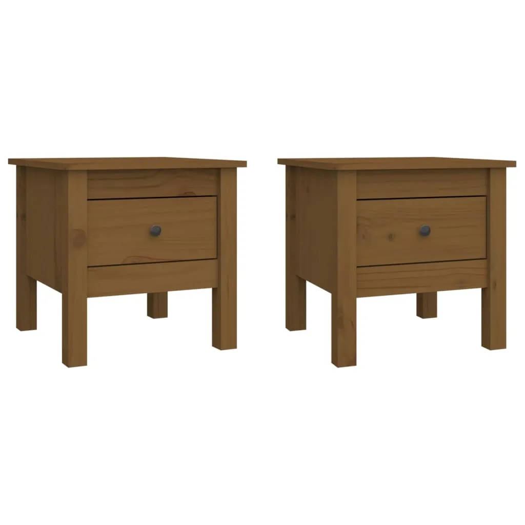 VidaXL Side Tables 2 Pcs Honey Brown 40x40x39 cm Solid Wood Pine