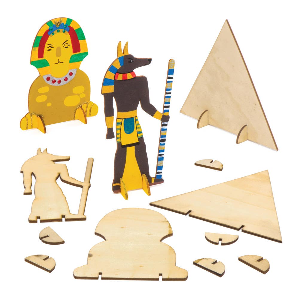 Baker Ross Wooden Ancient Egypt Shapes - 6 Wooden Craft Kits For Kids. Egyptian Arts and Crafts. Size 14-18cm.