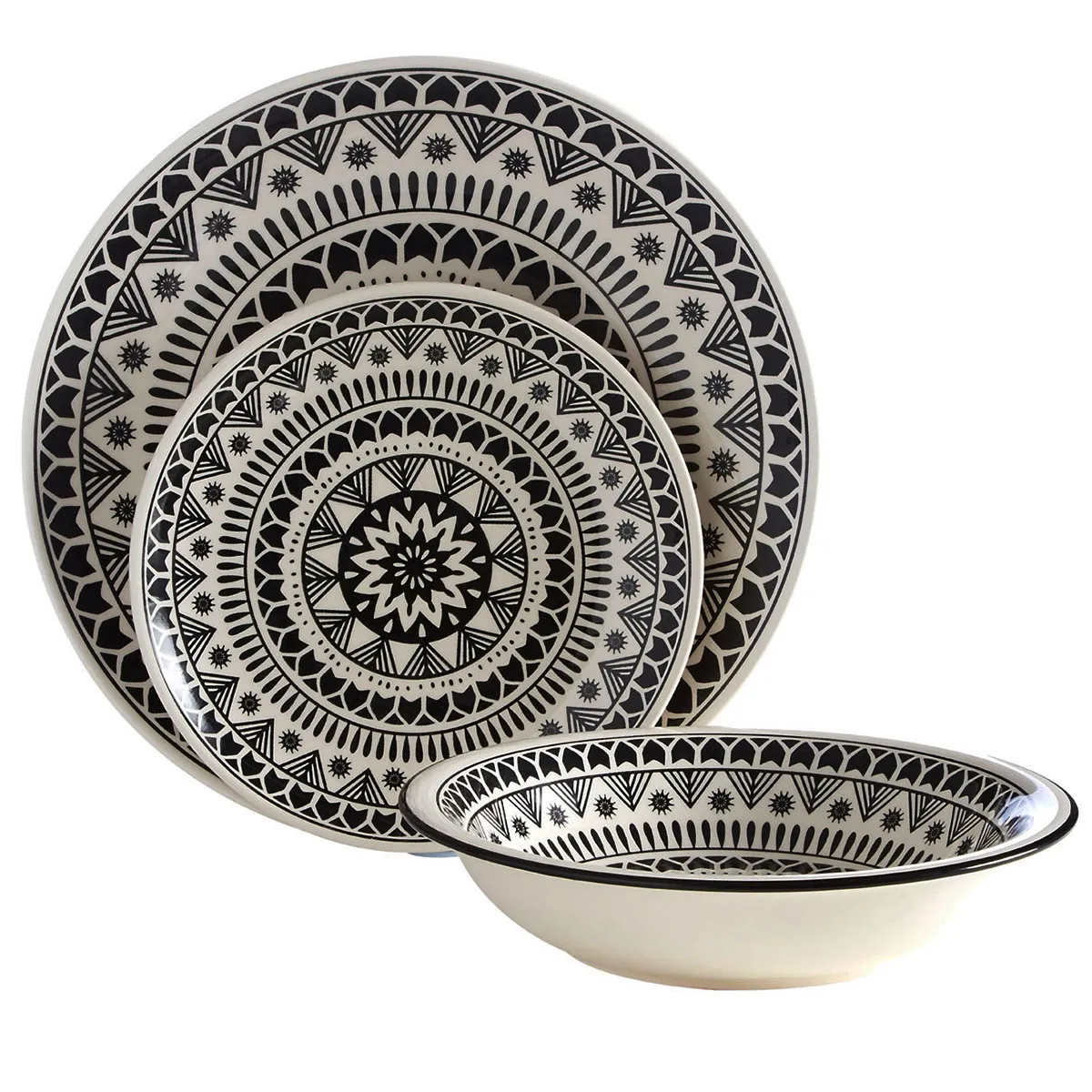 Premier Housewares 12-Piece Maya Dinner Set - Black