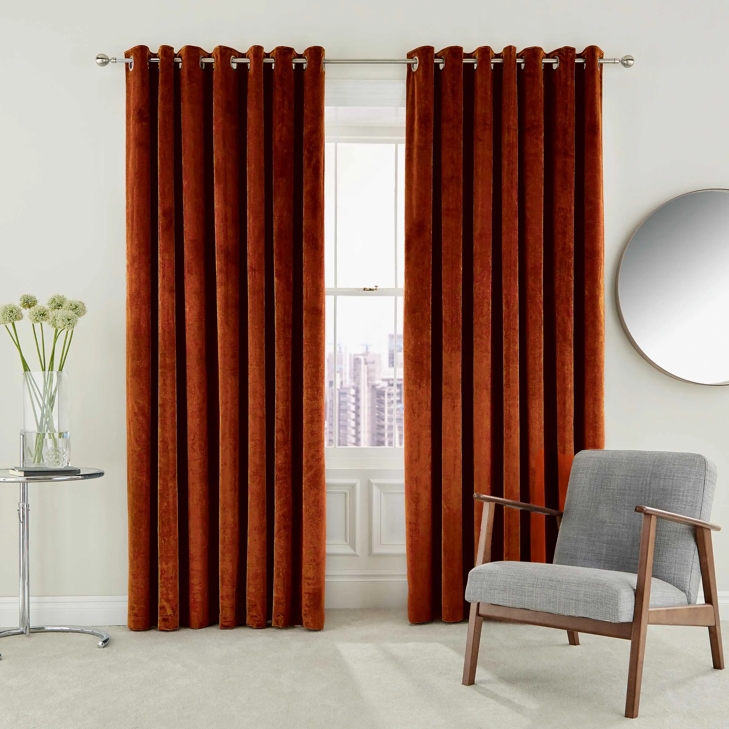 Helena Springfield Escala Lined Curtains 66" x 72", Copper