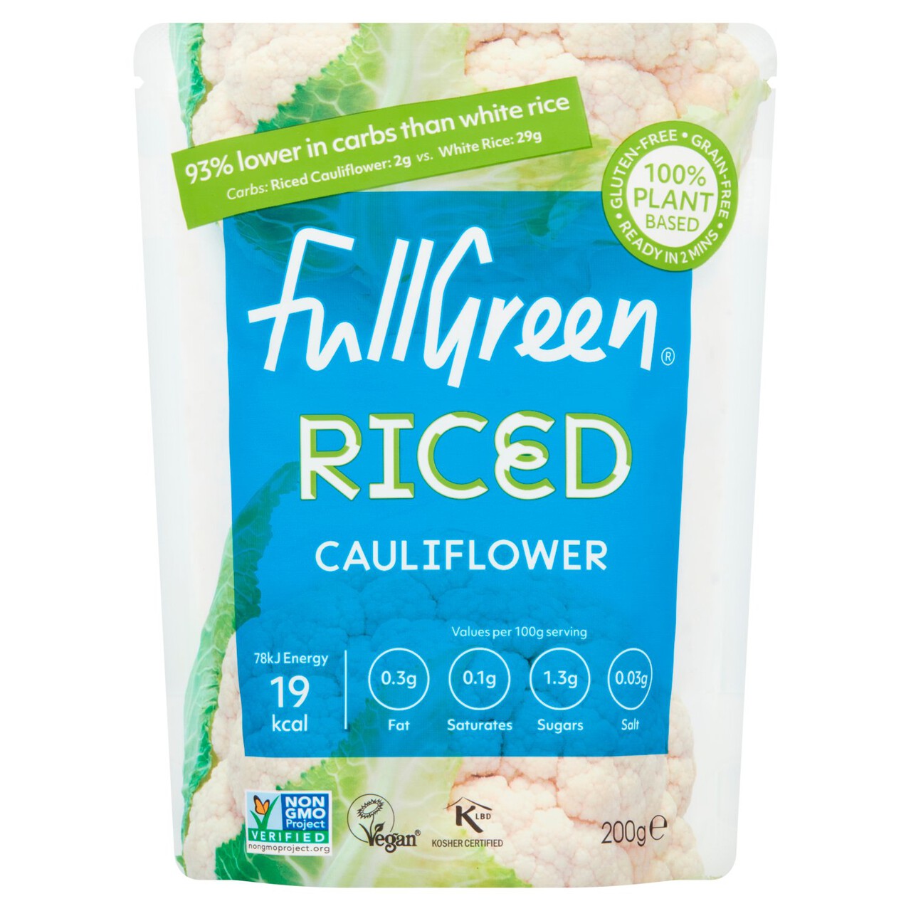 Cauli Rice Full Green Gluten Free Riced Cauliflower 200g