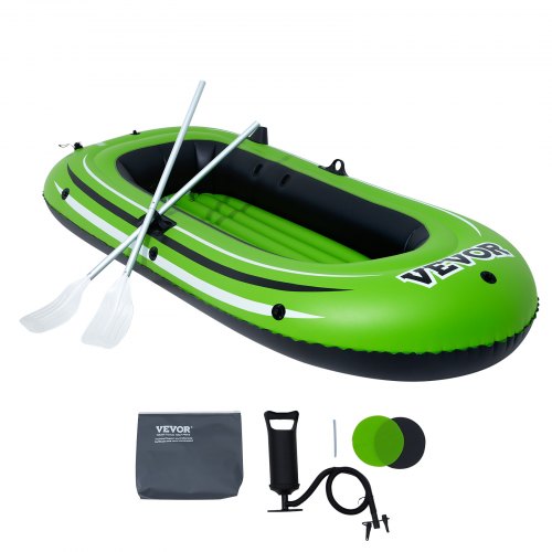  Inflatable Boat, 2-Person Inflatable Fishing Boat, Strong PVC Portable Boat Raft Kayak, Includes 45.6 in Aluminum Oars, High-Output Pump and Fis