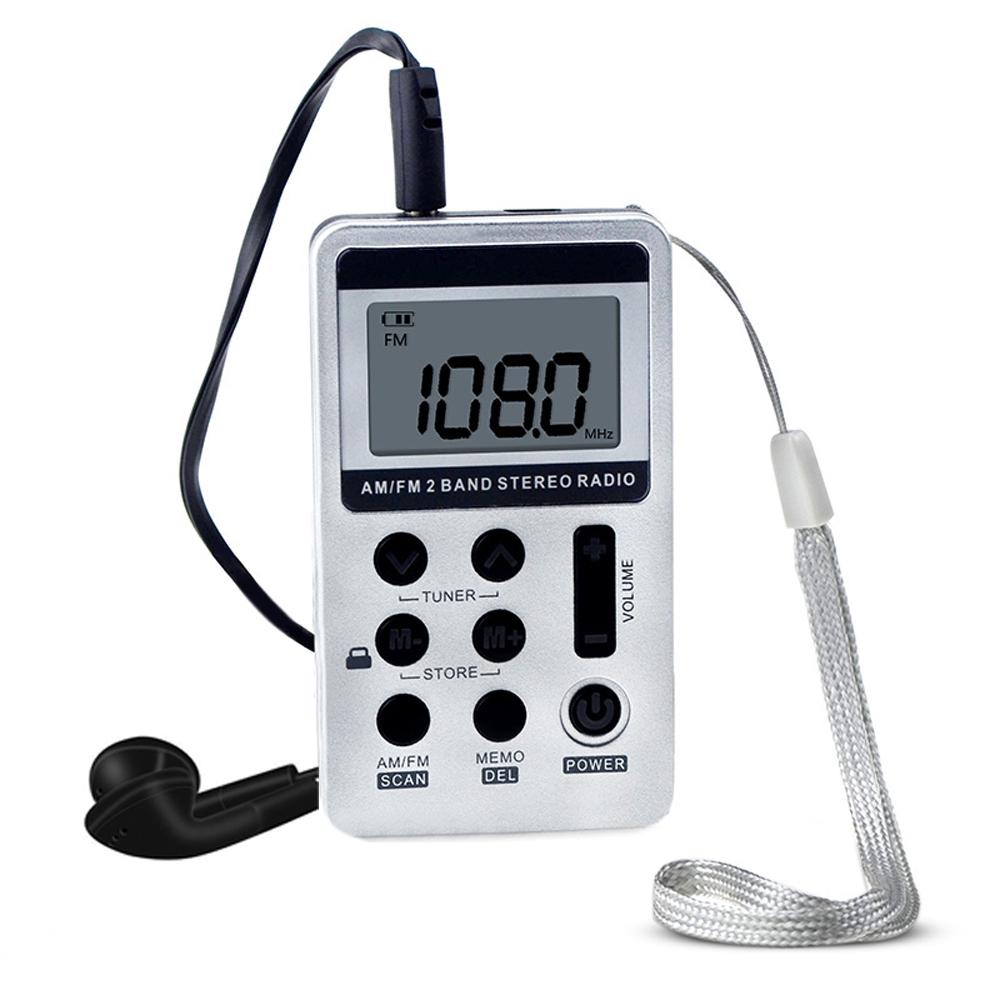 Mobileputer HanRongDa Portable Pocket Digital Radio HRD-103 AM FM Rechargeable Battery Dual Band Stereo Receiver with Earphone black