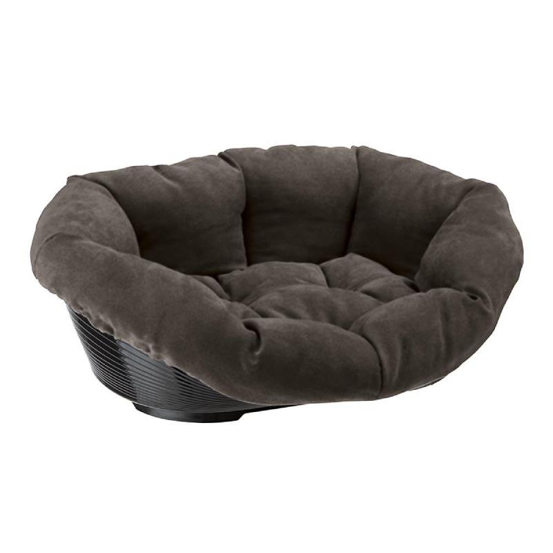 Ferplast Hard Dog Bed With Sofa Cushion Lining Grey Large
