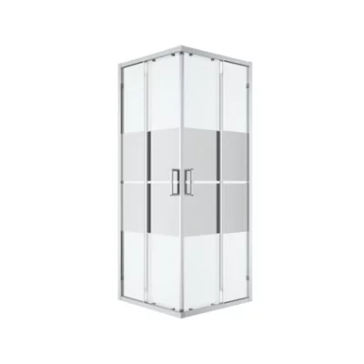 GoodHome Ledava Semi-Mirrored Chrome Effect Square Shower Enclosure - Corner Entry Double Sliding Door (W)76Cm (D)76Cm