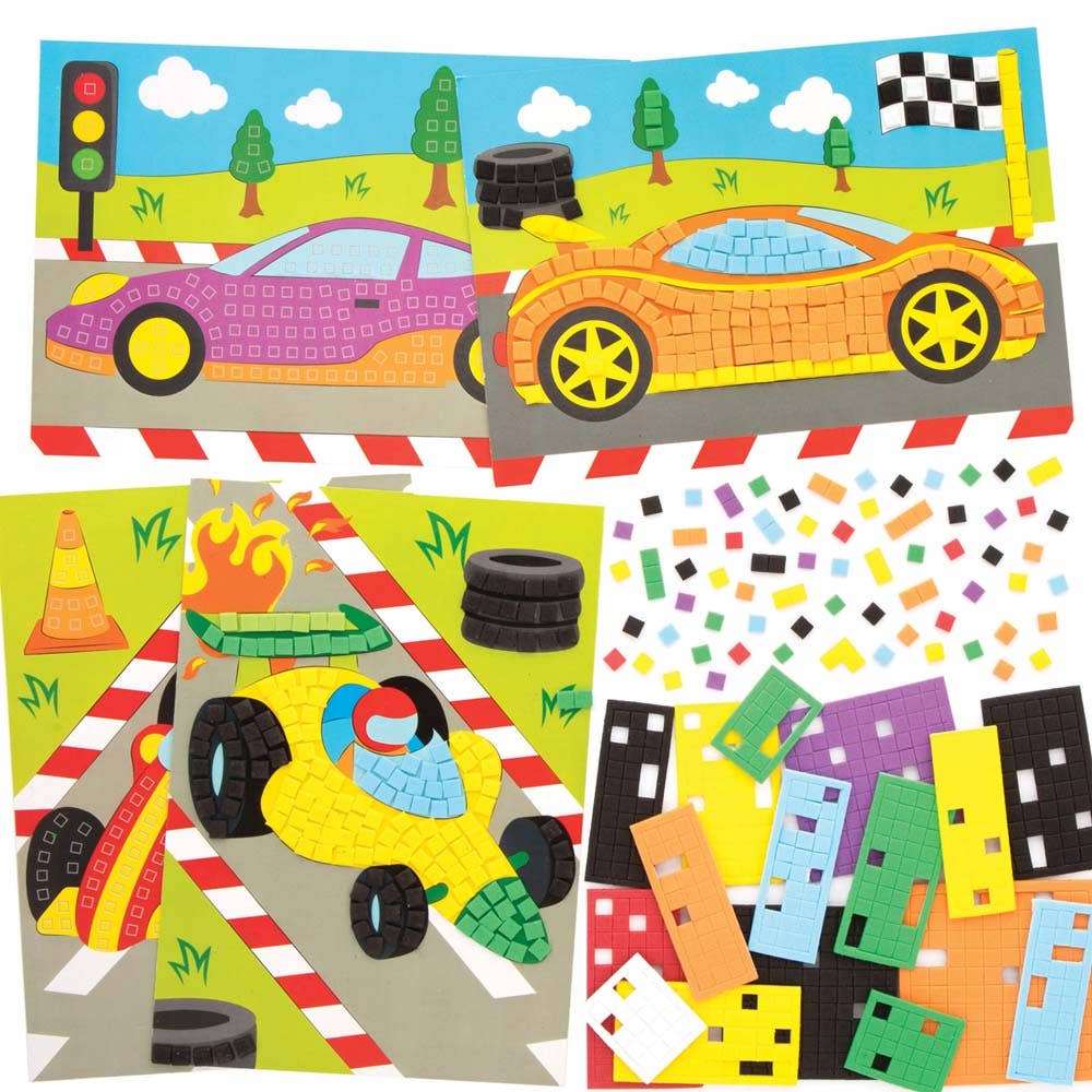 Baker Ross Racing Car Mosaic Picture Kits (Pack of 4)