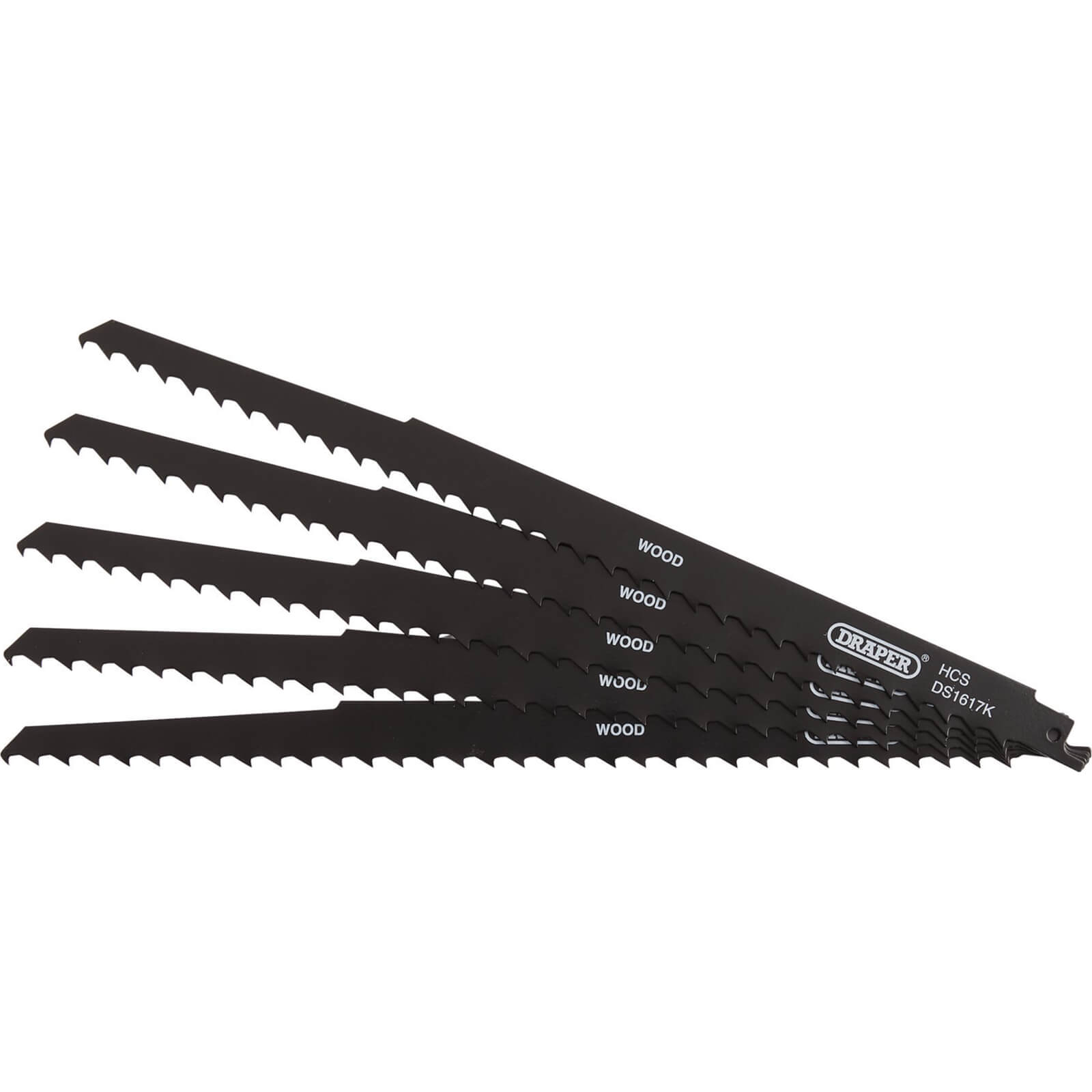 Draper Reciprocating Saw Blades For Pruning & Coarse Wood & Plastic Cutting, 300mm, 3Tpi (Pack Of 5) 42615