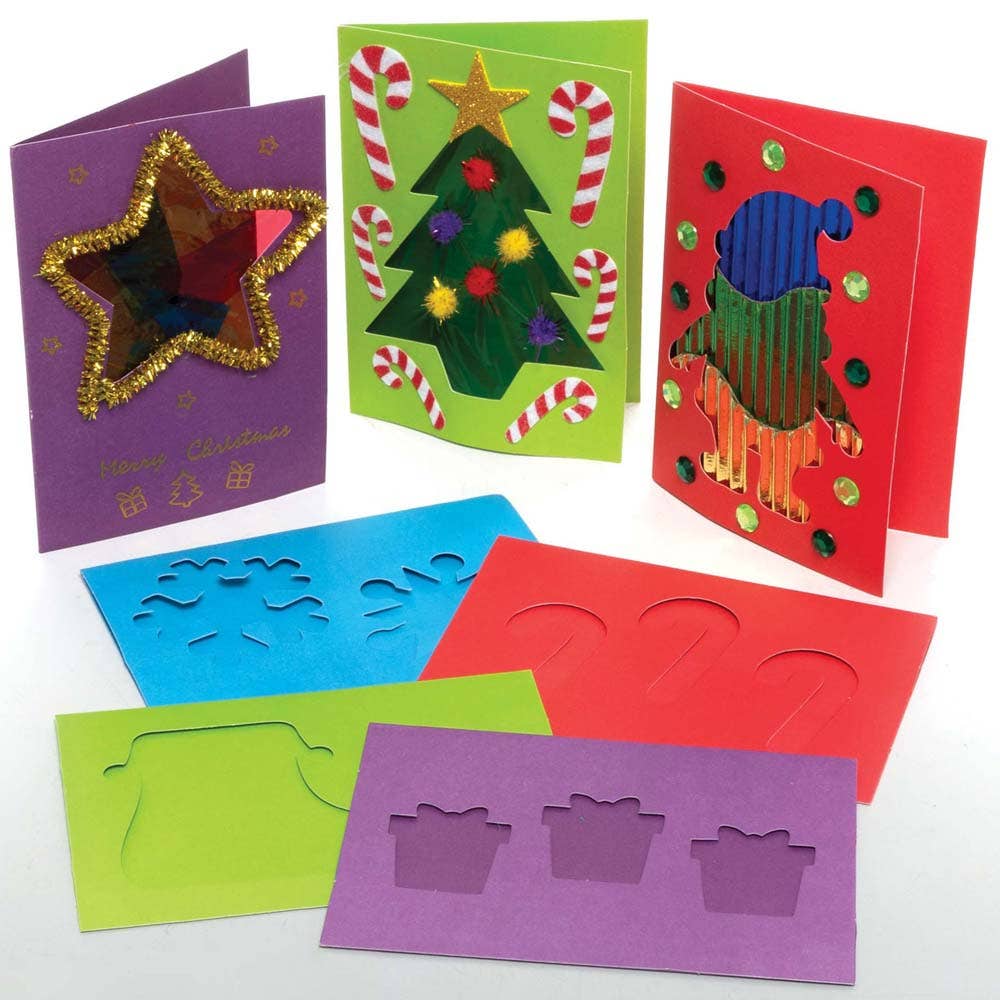 Baker Ross Christmas Aperture Greeting Cards (Pack of 15)