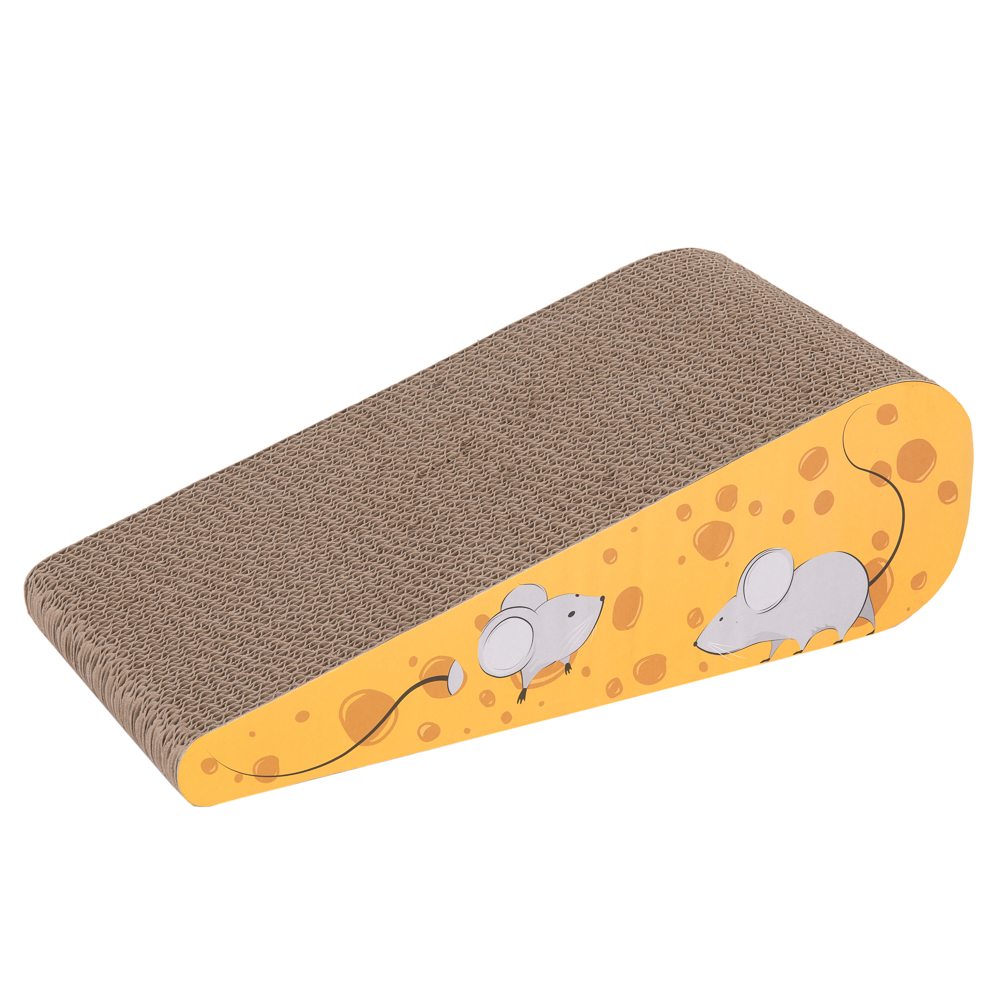 Zooplus Exclusive Fun Cardboard Cheese Wedge Scratch Block - 43.5 x 19 x 5-12.5 cm (L x W x H)