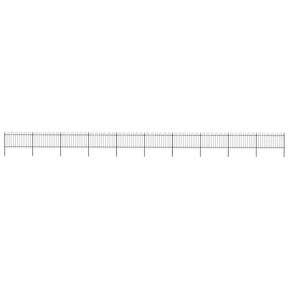 VidaXL Garden Fence with Hoop Top Steel 17x1 m Black