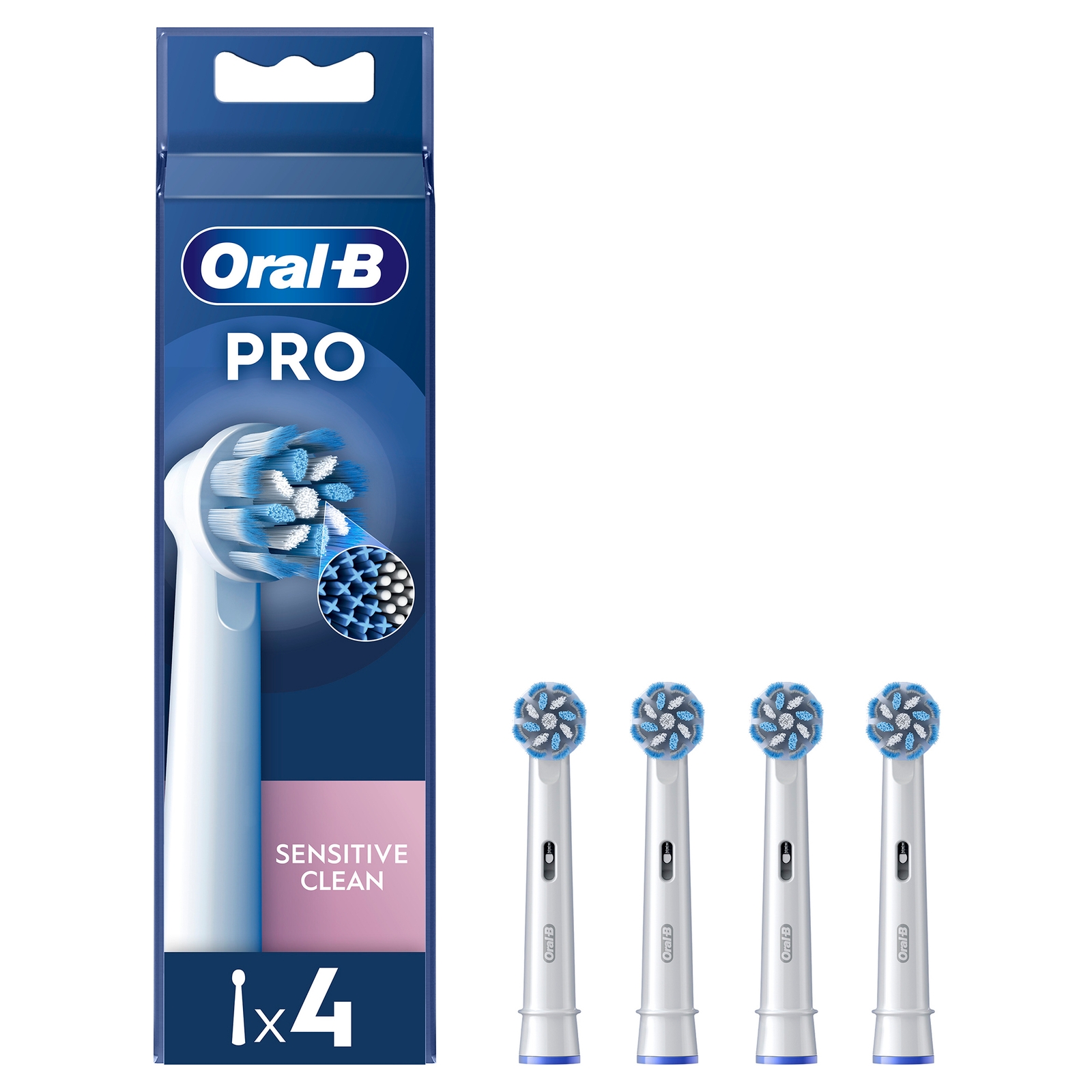 Oral-B ORAL B Pro Sensitive Clean X-Filaments Replacement Toothbrush Head - Pack of 4, White