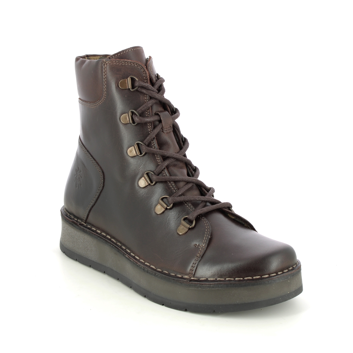 Fly London P211094 Roxy   Ravi Brown Leather Womens Lace Up Boots