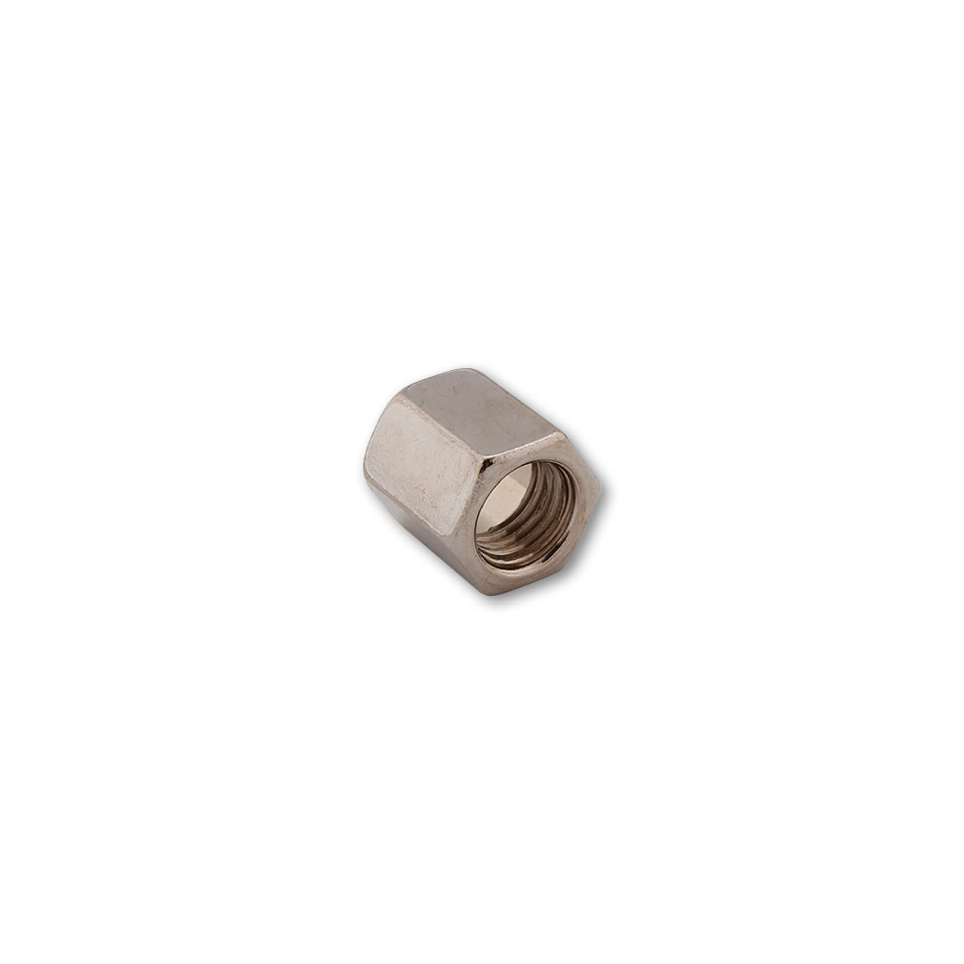 Mirror nut 14 mm, chrome-plated, M10 x 1.25 RH, silver, silver