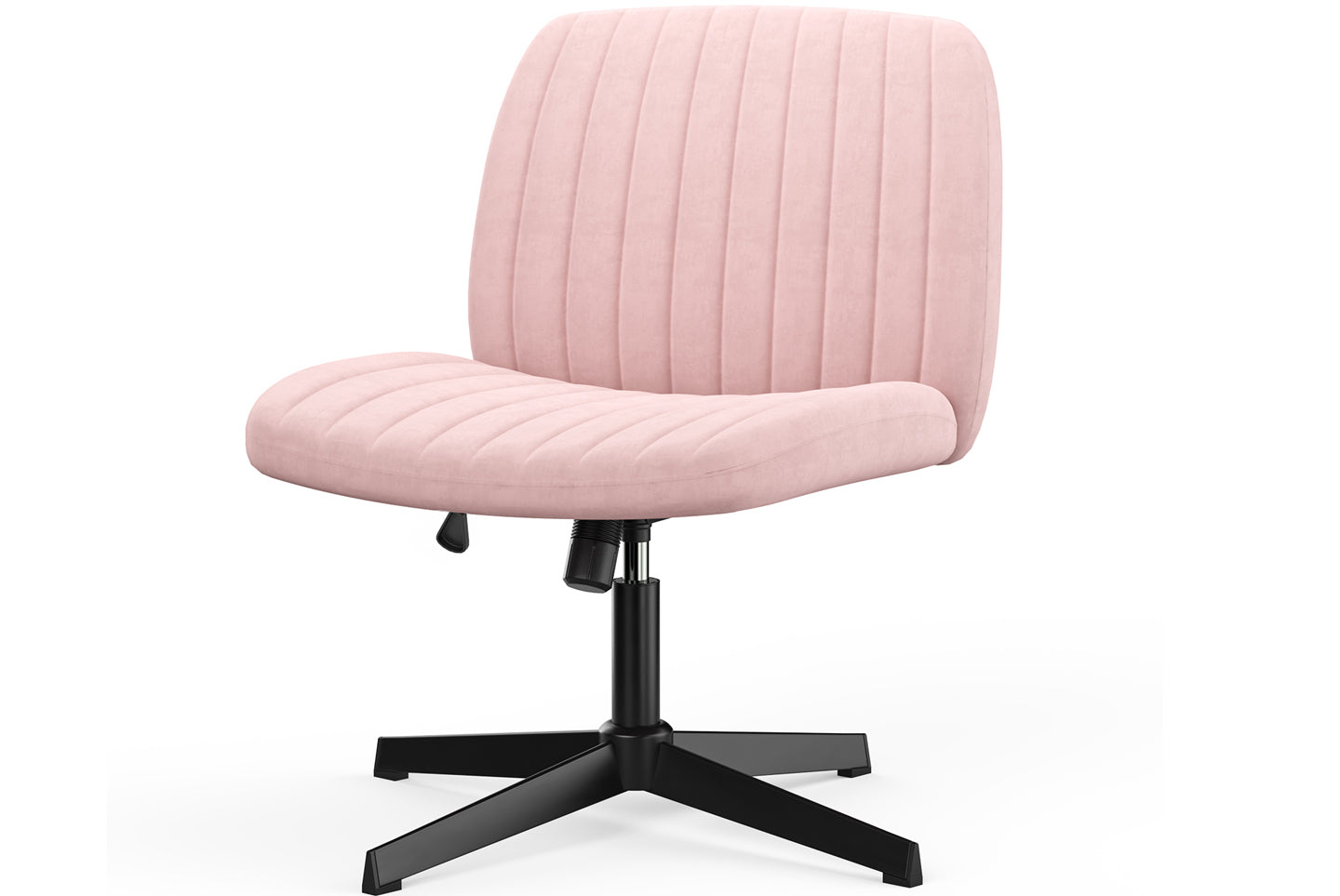RattanTree Ergonomic Cross Legged Office Chair Armless Wide Desk Chair with Mid Back Support for Home Office Bedroom Pink