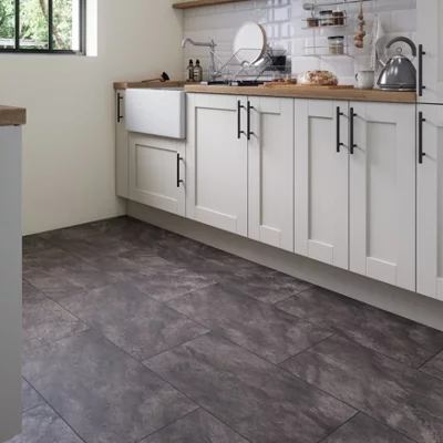 GoodHome Slate Black Tile Effect Laminate Flooring, 2.53M²