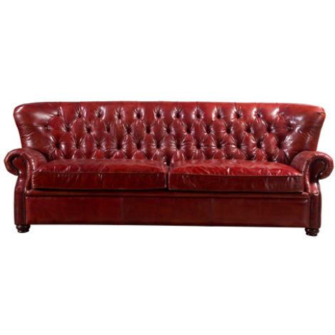 RED Beresford Chesterfield 3 Seater Sofa Vintage Distressed Rouge Real Leather