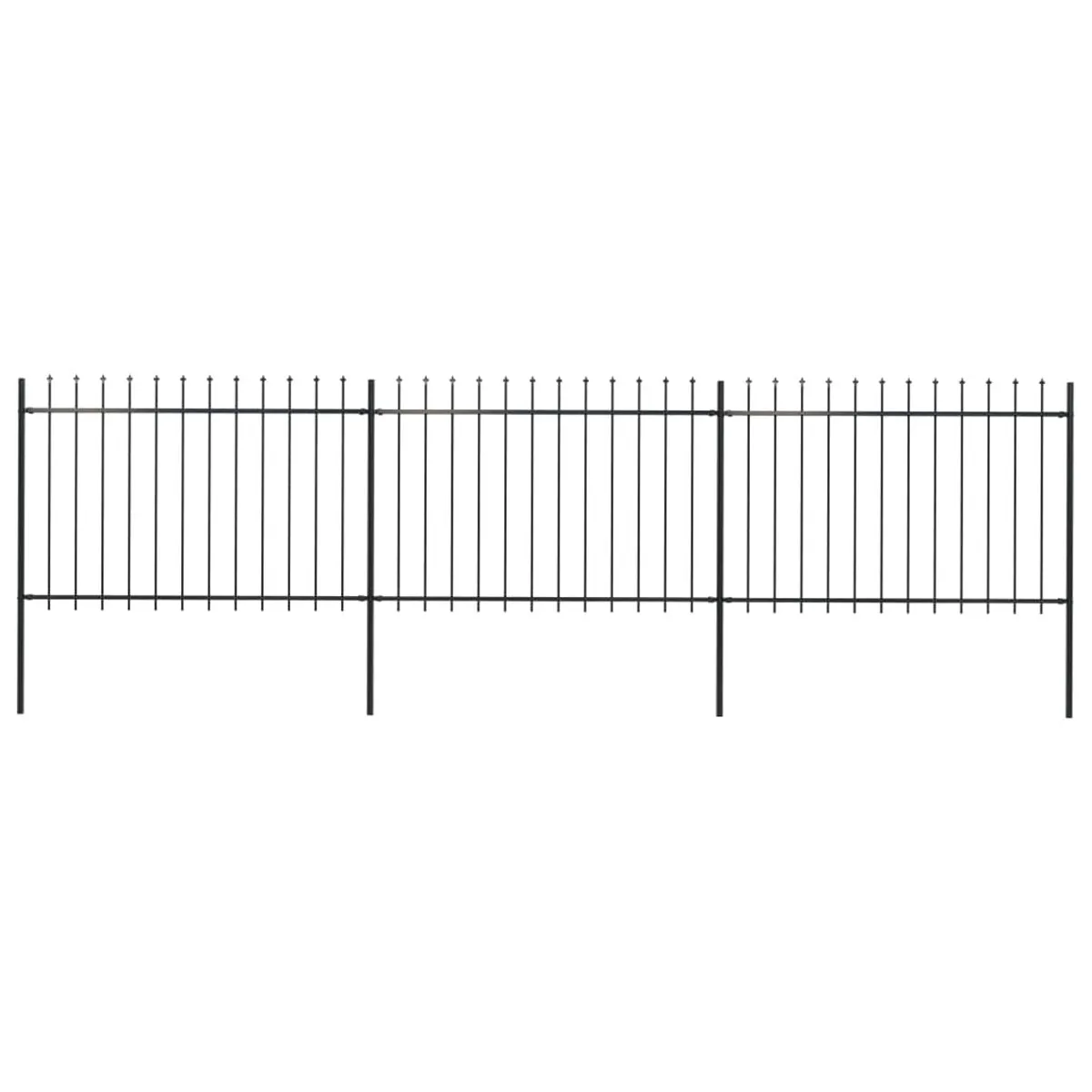 VidaXL Garden Fence with Spear Top Steel 5.1x1.2 m Black
