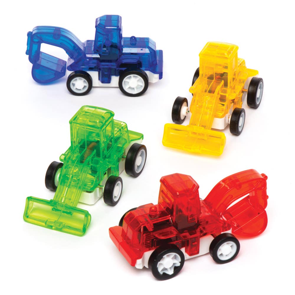 Baker Ross Pullback Racing Diggers  - 6 Pullback Toys In Assorted Colours. Pull Back And Go Toys. Party Bag Fillers. Size 6cm.