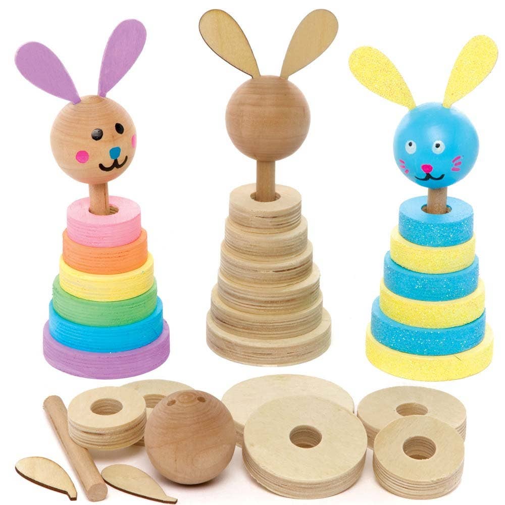Baker Ross Bunny Wooden Stacking Kits (Pack of 2)
