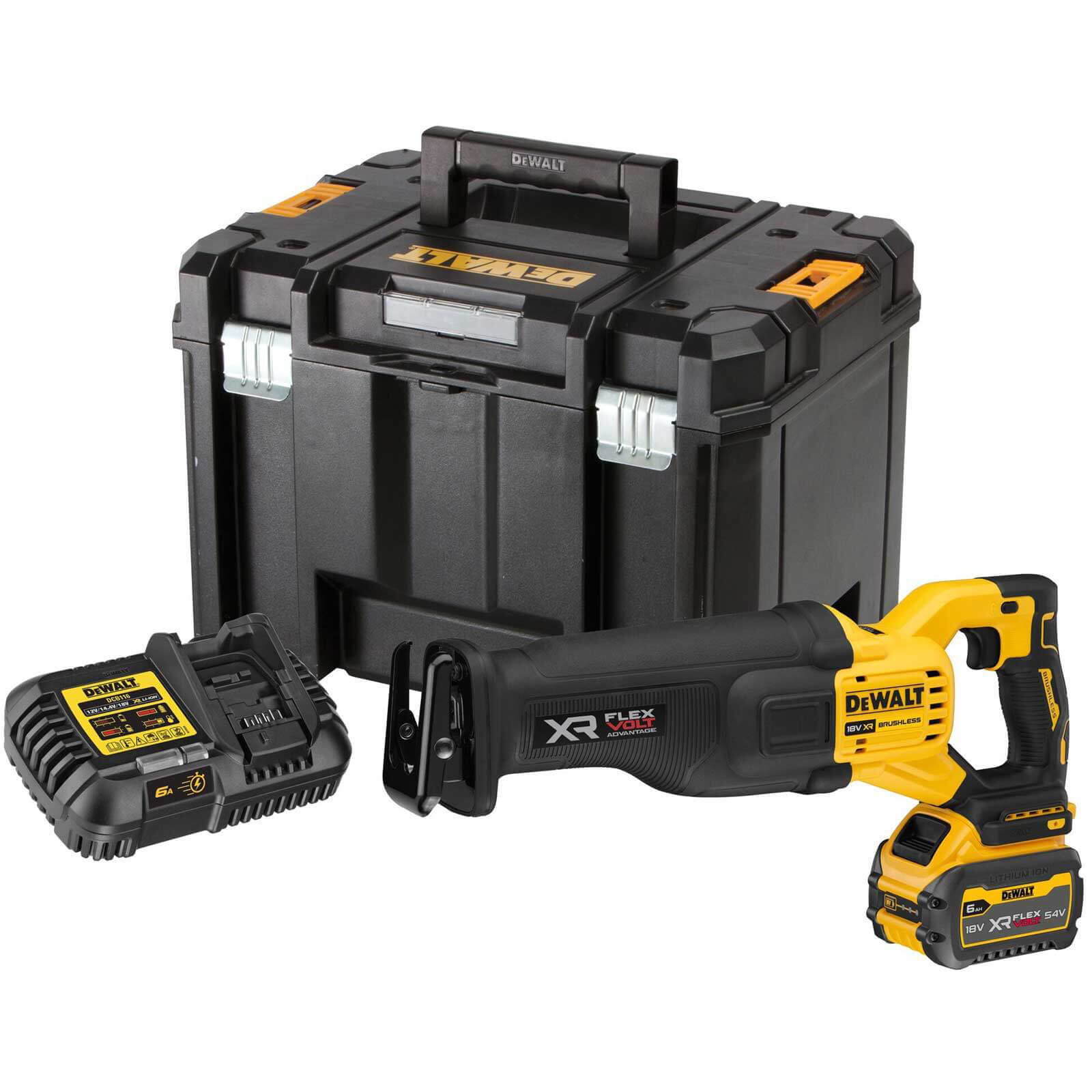 DeWALT Sierra de sable   a batería Ion de litio de 18V, 5500rpm, diám. de hoja 190mm, DCS386T1-GB