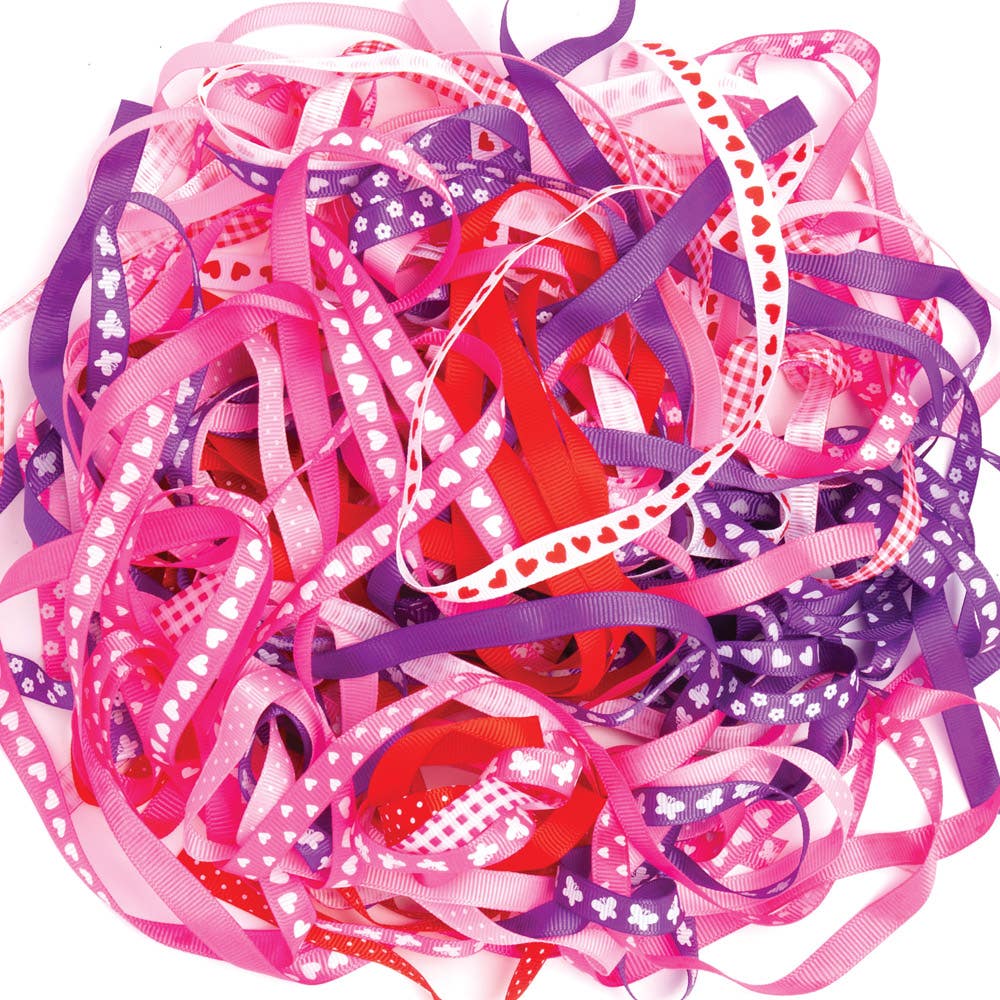 Baker Ross Value Pack 30 Metres Valentines Satin Ribbons - 15 Reels Silk Ribbons For Decorating & Gift Wrapping. Width 1cm.