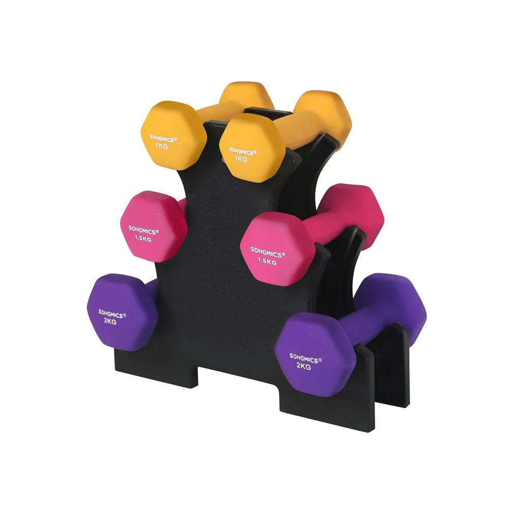SONGMICS Hex Dumbbells Set with Stand