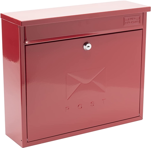 Burg-Wachter Elegance Red Wall Mounted Galvanised Steel Lockable Weatherproof Post Box 36X31X10Cms