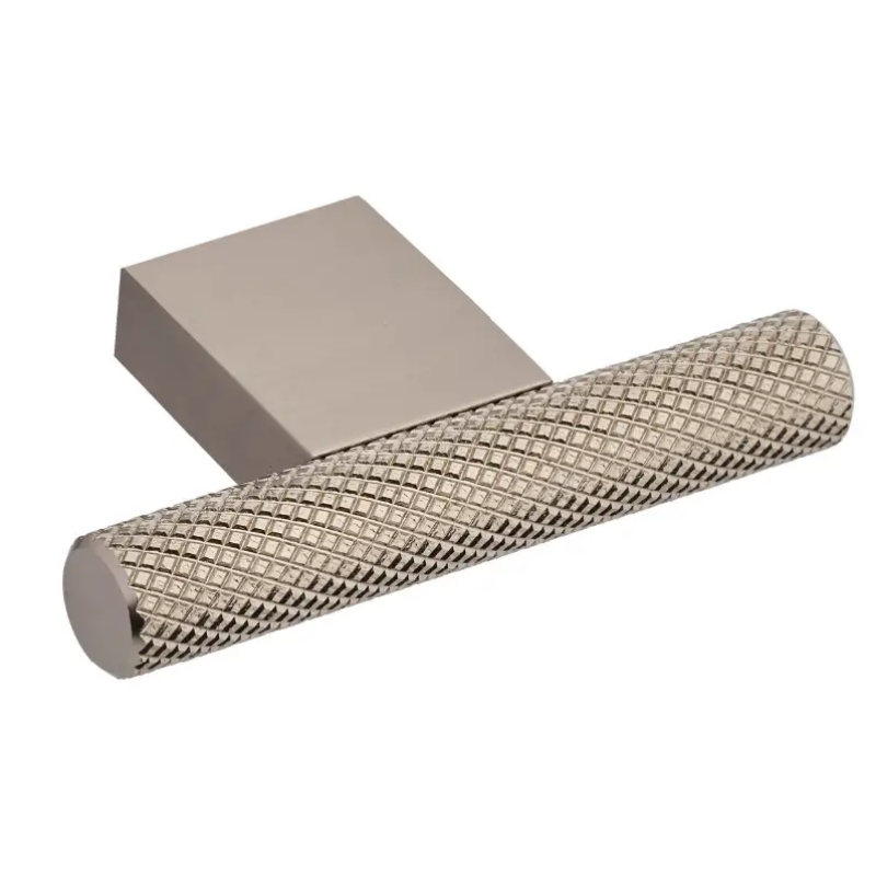 Elite Knobs & Handles Kensington Knurled Cabinet &amp; Draw T-Knob - Brushed Nickel - 60mm - Elite Knobs &amp; Handles
