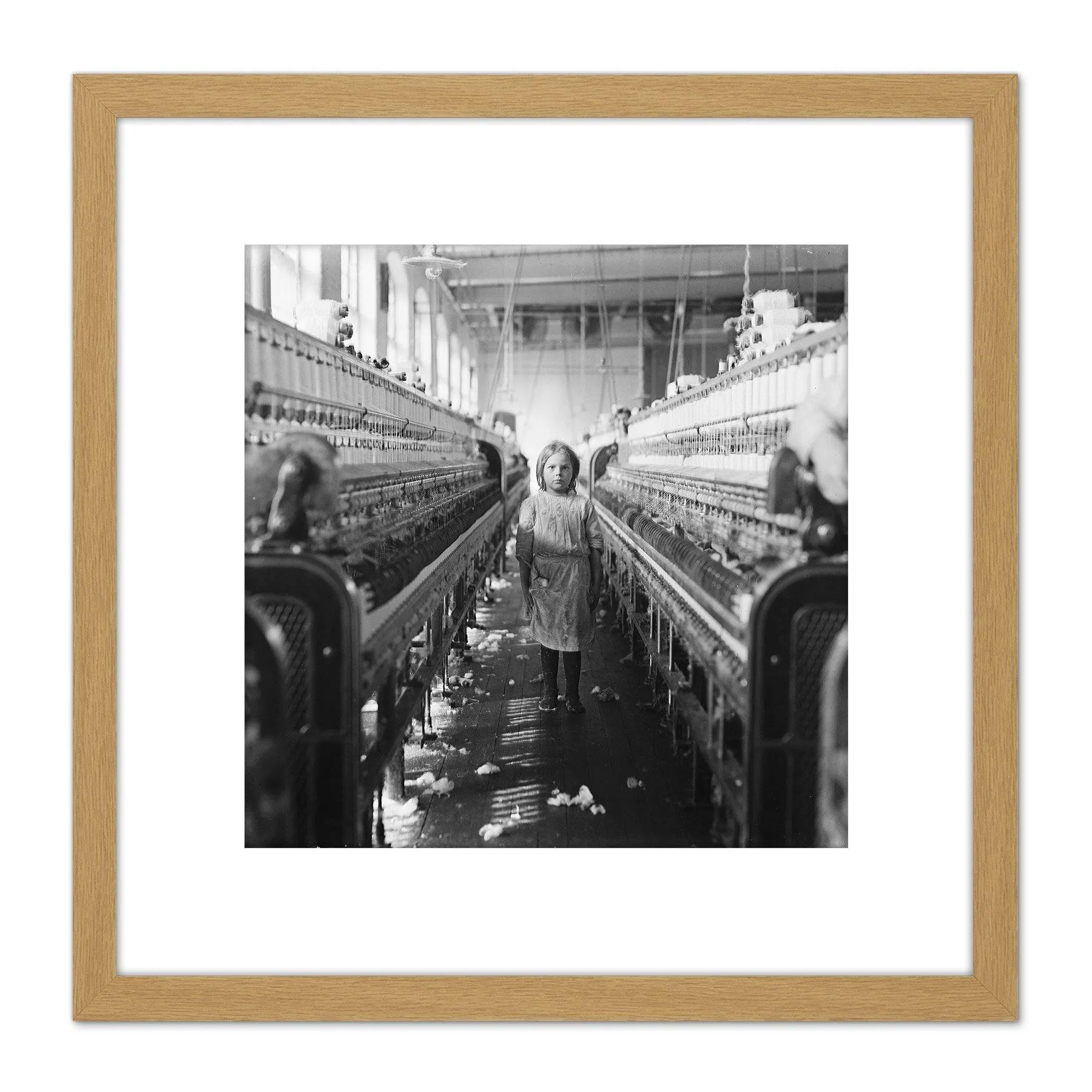 Artery8 Hine Little Spinner Mollohan Mills Child Labour 1908 Photo 8X8 Inch Square Wooden Framed Wall Art Print Picture with Mount