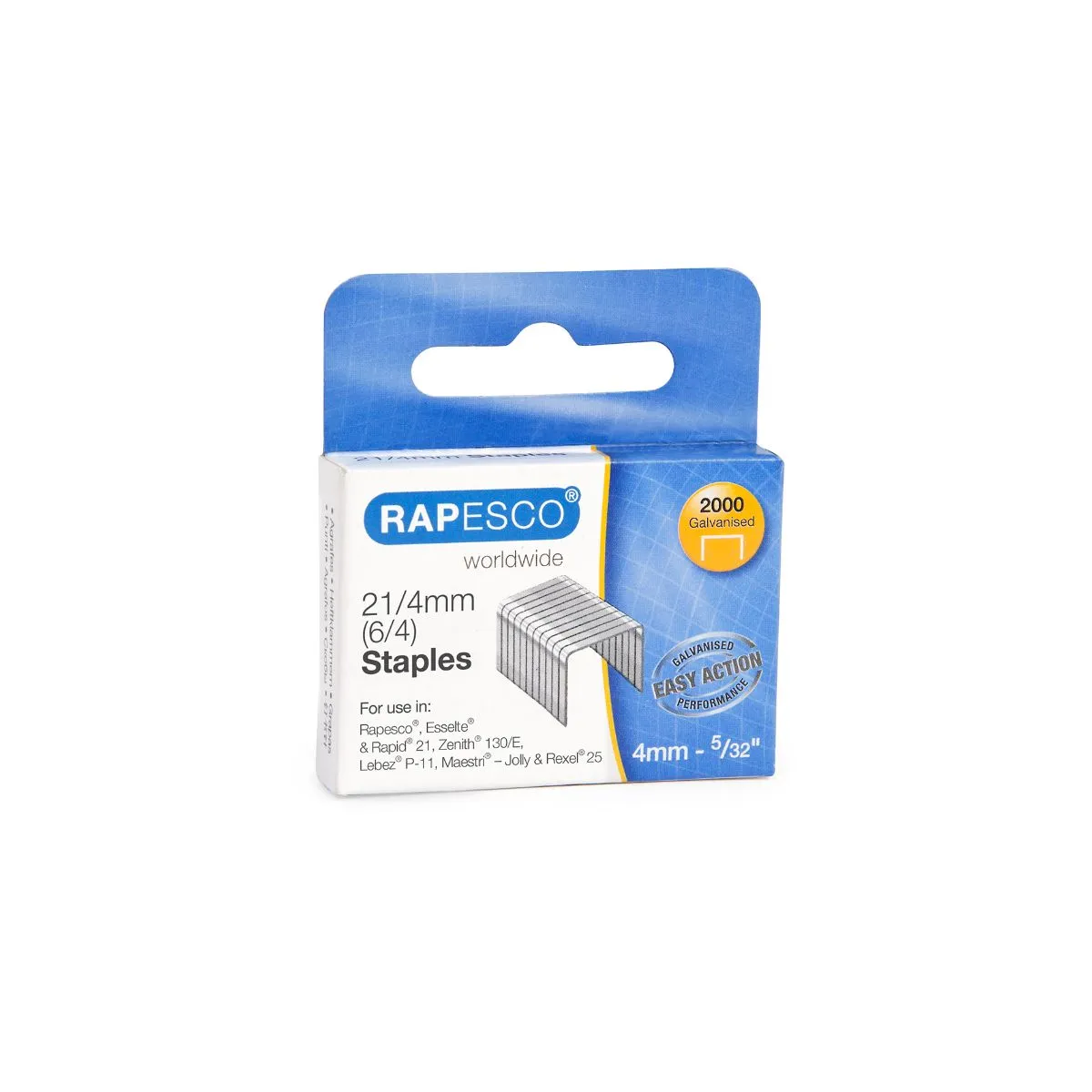 Rapesco Rapesco Galvanised Staples 4mm Box Of 2000 | Desk Accessories > Staplers & Staples > Staplers & Staples