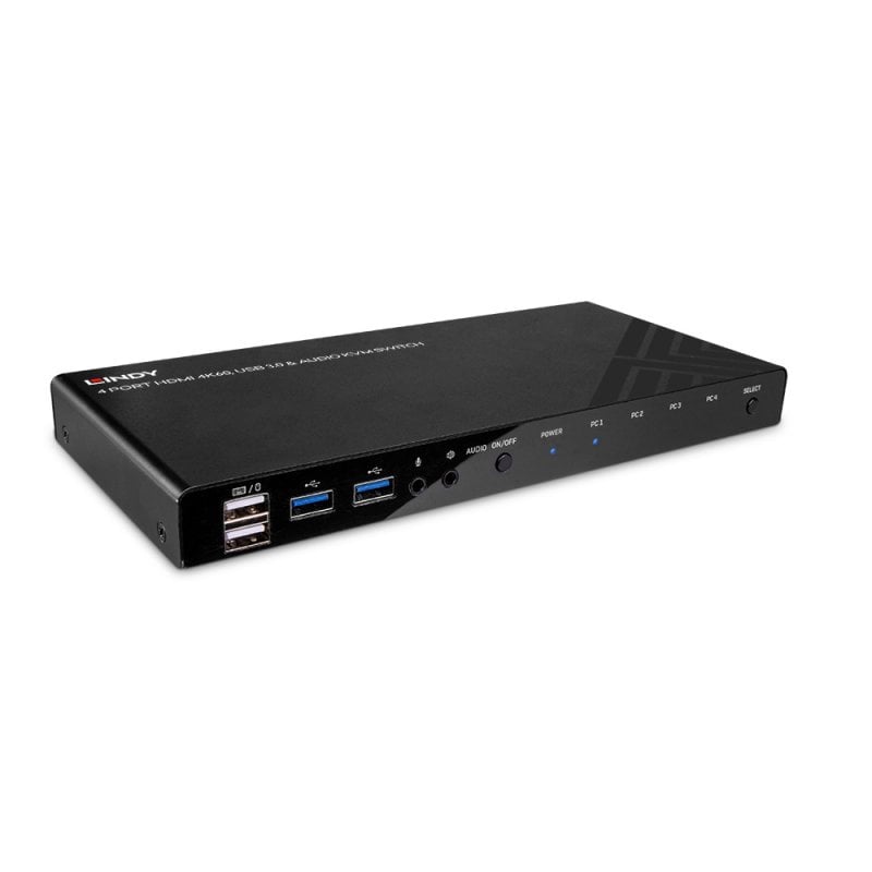 LINDY KVM Switch HDMI 4K60, USB 3.0 &amp; Audio, 4 Port