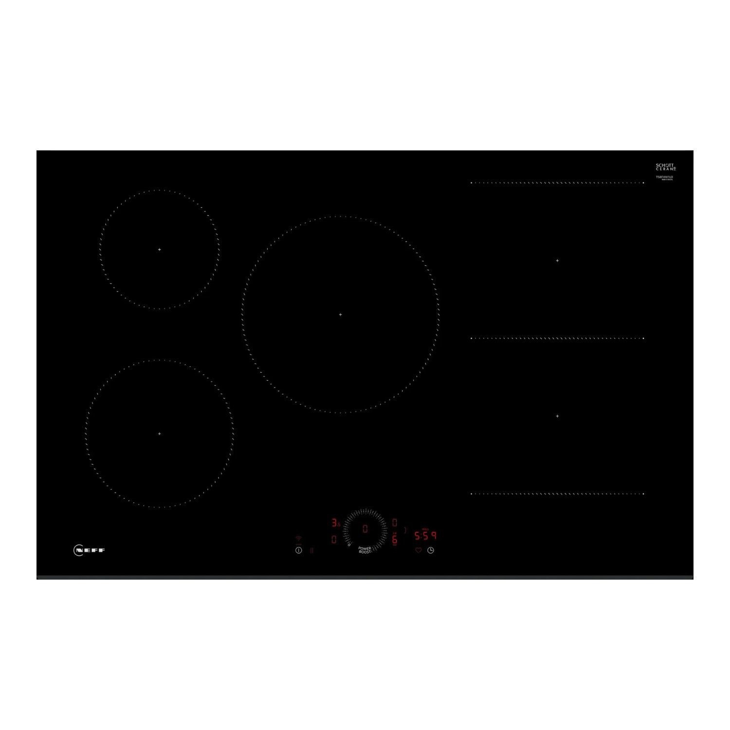 NEFF T58fhw1l0 N70 Series 80cm 5 Zone Induction Hob - Black