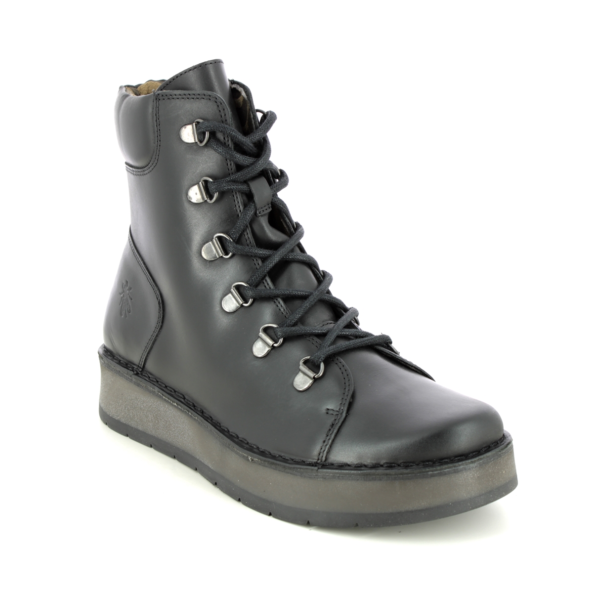 Fly London P211094 Roxy   Ravi Black Leather Womens Lace Up Boots