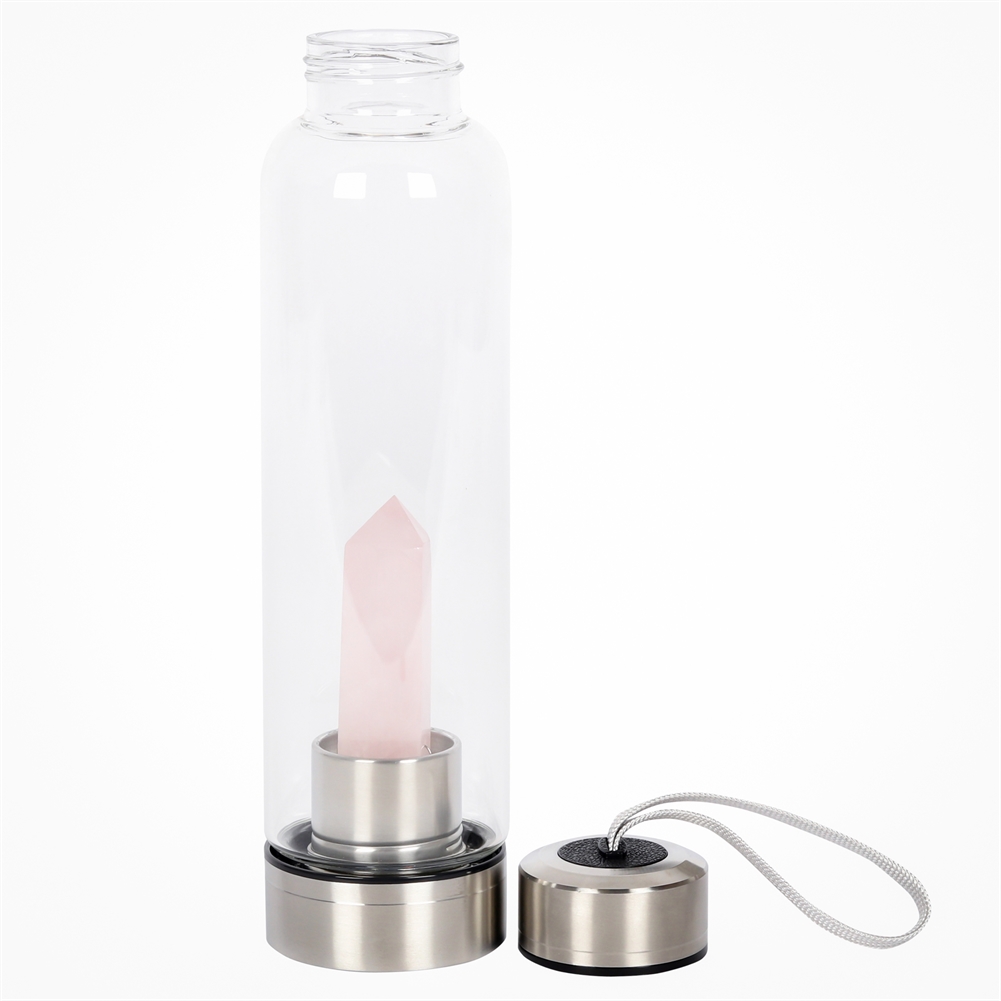 Something Different Wholesale Healing Crystal Glass Water Bottles (Rose Quartz - Purifying)
