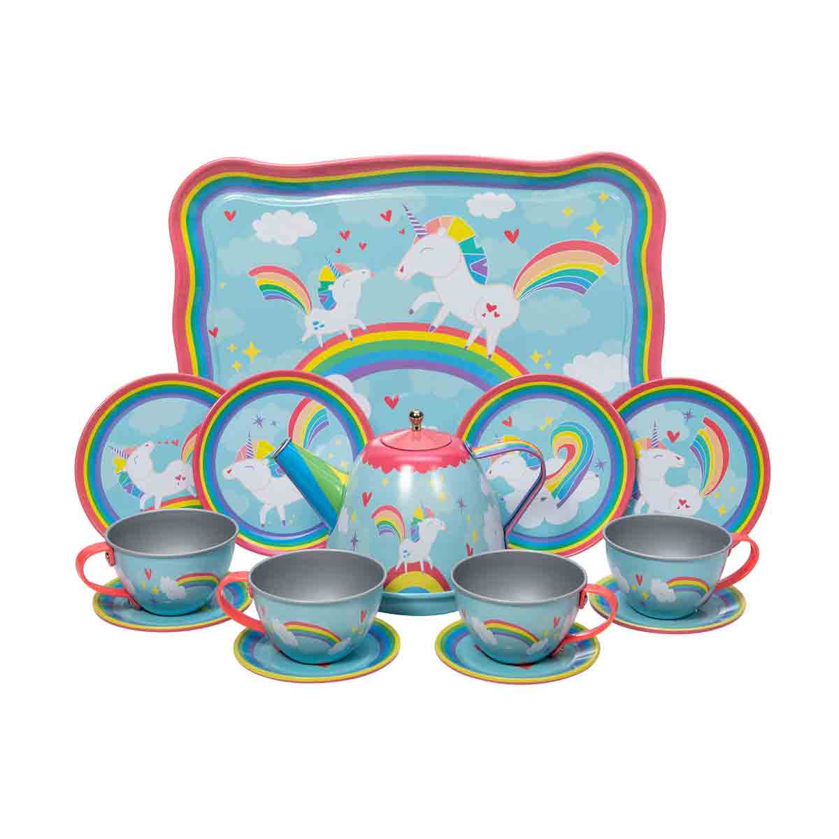 Schylling Unicorn Tin Tea Sets|baby blue