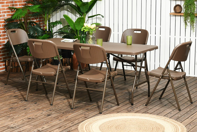 Monaco 6-Seater Rattan Outdoor Dining Set - Grey