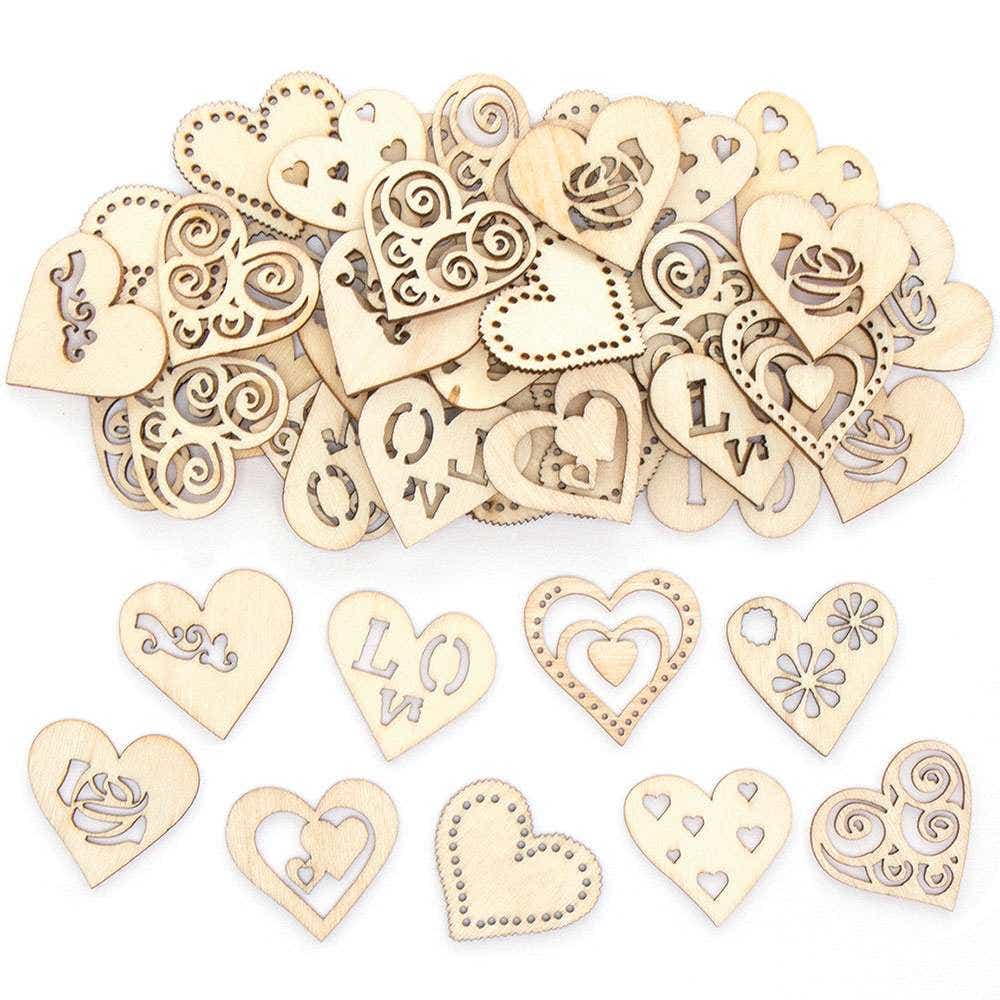 Baker Ross Heart Mini Wooden Shapes (Pack of 108)