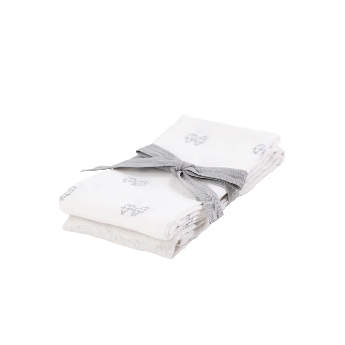 Kiki & Sebby Bamboo Pack Of 2 Cotton Muslin Swaddle Blankets – Logo/Grey
