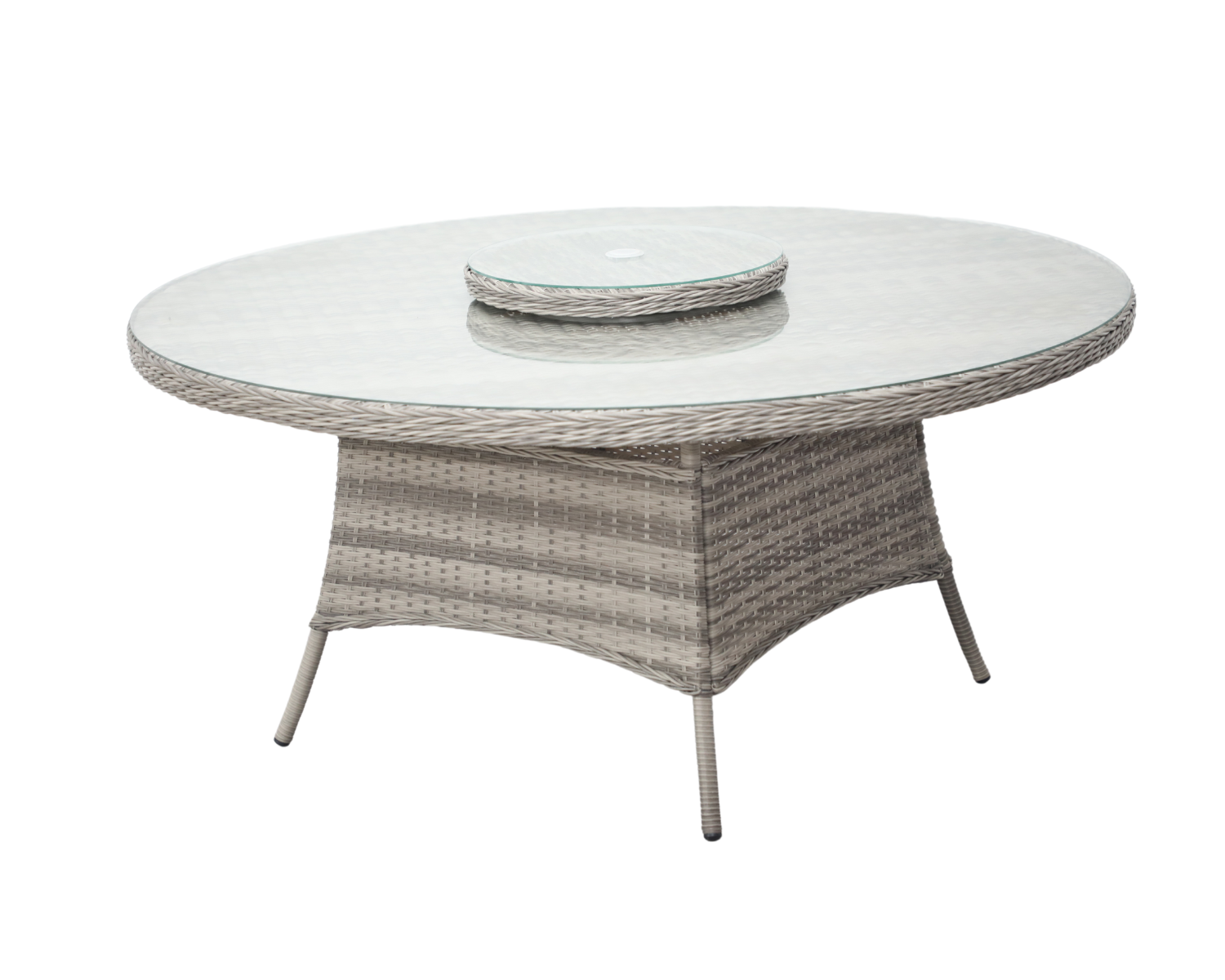 Rattan Direct Large Round Rattan Garden Dining Table with Lazy Susan in Grey