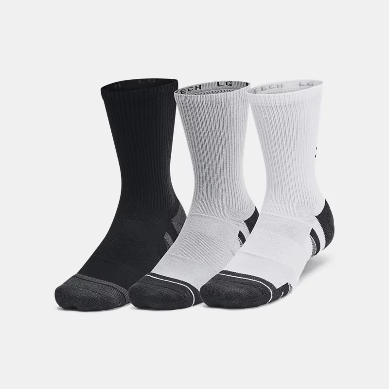 Under Armour Unisex  Performance Tech 6-Pack Crew Socks Mod Gray / Mod Gray / Jet Gray L