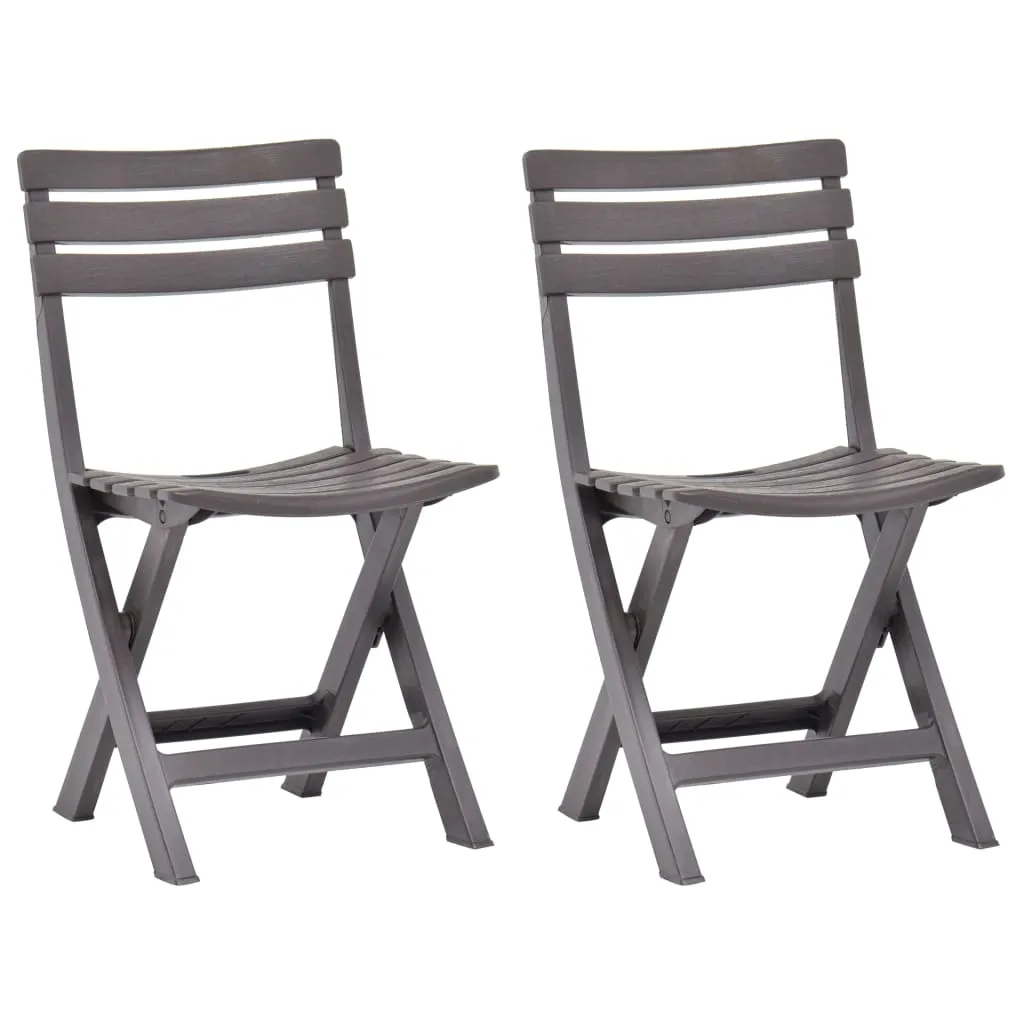 VidaXL Folding Garden Chairs 2 pcs Plastic Mocha